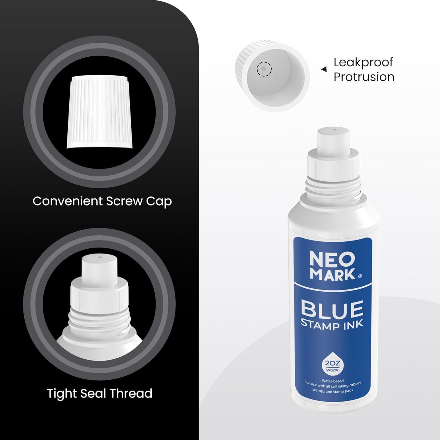 Premium Stamp Ink, Quick-Drying & AP-Certified Non-Toxic Refill Ink for Self-Inking Stamps, Date Stamps and Stamp Pads (Blue, 2oz)