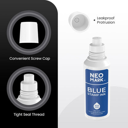 Premium Stamp Ink, Quick-Drying & AP-Certified Non-Toxic Refill Ink for Self-Inking Stamps, Date Stamps and Stamp Pads (Blue, 2oz)