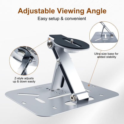 3-in-1 Projector Stand Table, Desk, Wall and Ceiling Mount with 1/4-Inch Screw, Foldable, Easy Setup, Compact Portable, Height Adjustable and Compatible with Most Projectors for Home,Outdoor (Silver)
