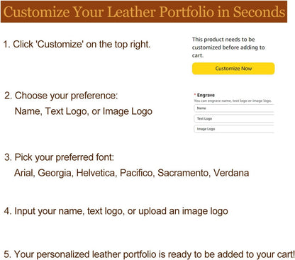 Personalized Genuine Leather Portfolio with Hidden Handle, Zippered Front Pocket, 8.5 x 11 Notebook Holder, Custom Engraved Business Legal Padfolio Travel Folio for Men Women, Dark Khaki