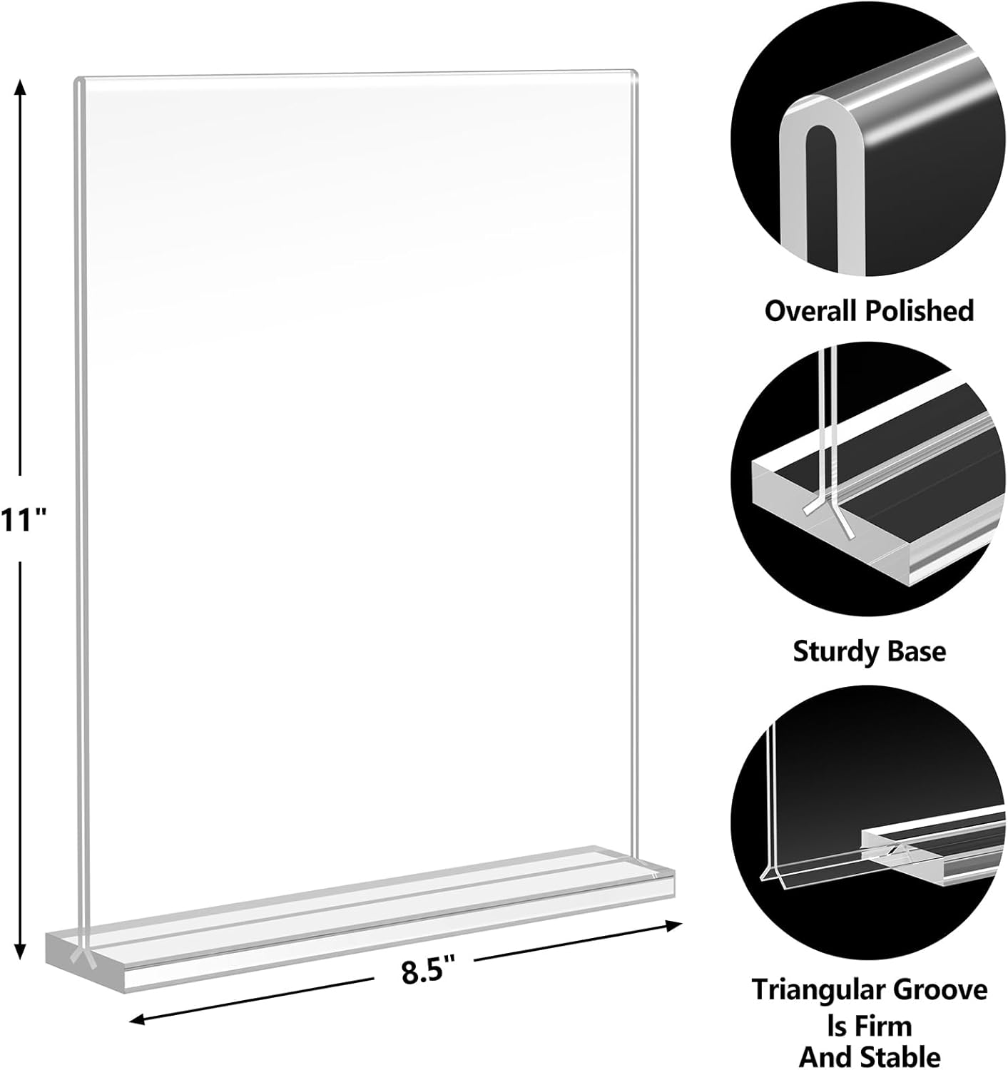 Acrylic Sign Holder 8.5 x 11, Double Sided Sign Holder Stand, Plastic 12 Pack Table Paper Stand, Vertical Menu Flyer Stand, T Shape Table Flyer Holder
