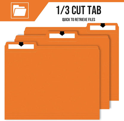 File Folders,IntoJoy 120 Pack Colored File Folder Letter Size, 1/3 Cut Tab Filing Folders for Office School Business File Document Organization,Orange