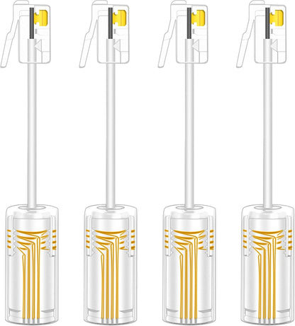 NECABLES 4Pack Phone Cord Detangler for Landline Telephone Handset Cord Detangler for Desk Phone RJ9 4P4C Male to Female White