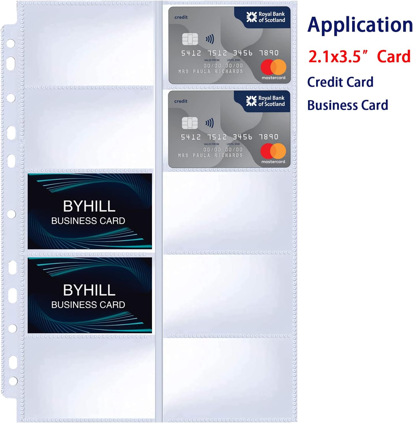 30 Pack 600 Pockets Business Card Sleeves Binder Sheets, Ultra-Clear Business Card Pages for 2/3/4 Ring Binder, Double Sided 10 Pocket Credit Card Pages