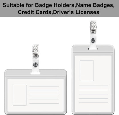 Happy Trees 50 Pcs Metal Badge Clips with Clear PVC Straps, ID Holder Clip for Badge Holders, Name Tags, ID Cards, Work Badges