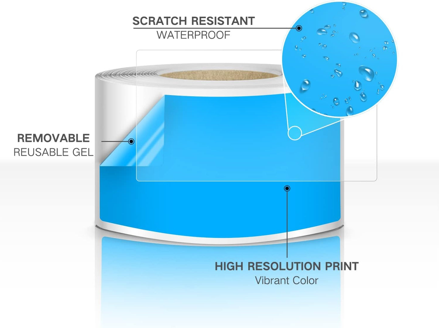 Rectangle Labels Sticker 3×5 Inch Vinyl Floor Stickers Color Coding Name Tags Roll Removable 200 PCS, Fluorescent Blue