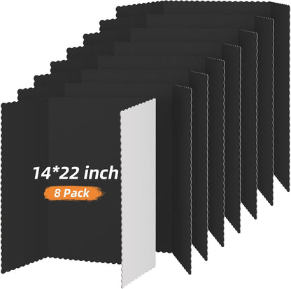 Henoyso 8 Pieces Tri Fold Poster Board Lightweight Fold Presentation Board for Science Fair Display(14 x 22 Inch,Black)