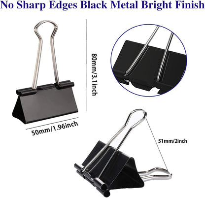Large Binder Clips 2 Inch (72 Pack), Extra Large Binder Clips Big Paper Clamps Giant Clips for Office and Home Supplies, Black