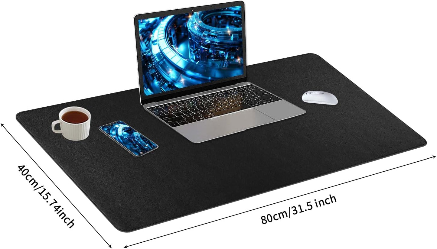 Bloss Desk Mat with Stitched Edges, Leather Large Mouse Pad, Non-Slip Desk Protector Mat, Desk Blotter, Waterproof Desk Pad for Office Home Decor/Black(31.5×15.7 Inches)