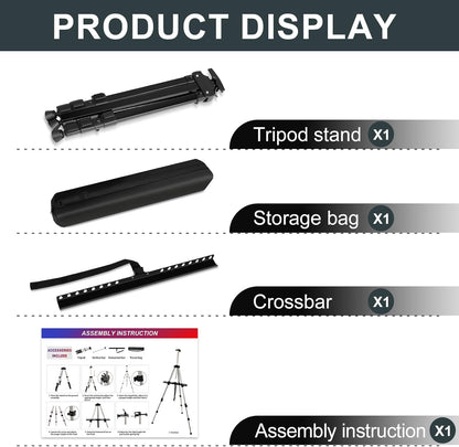 AROIC 8 Pack Painting Display Easel Stand Portable Adjustable Metal Tripod Artist Canvases Height from17to66Inch Extra Sturdy forTable-Top/Floor Painting, Drawingand Displaying,Black with8Storage Bag