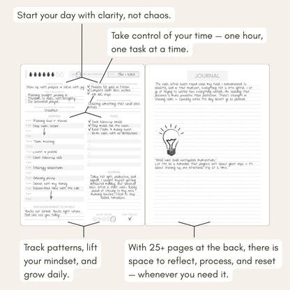 Pland Studio 90-Day Planner Journal – Undated Daily Goal Organizer in Alabaster Linen | Gratitude Journal, Habit Tracker, Vision Board, and Reflection Pages for Mindful Planning