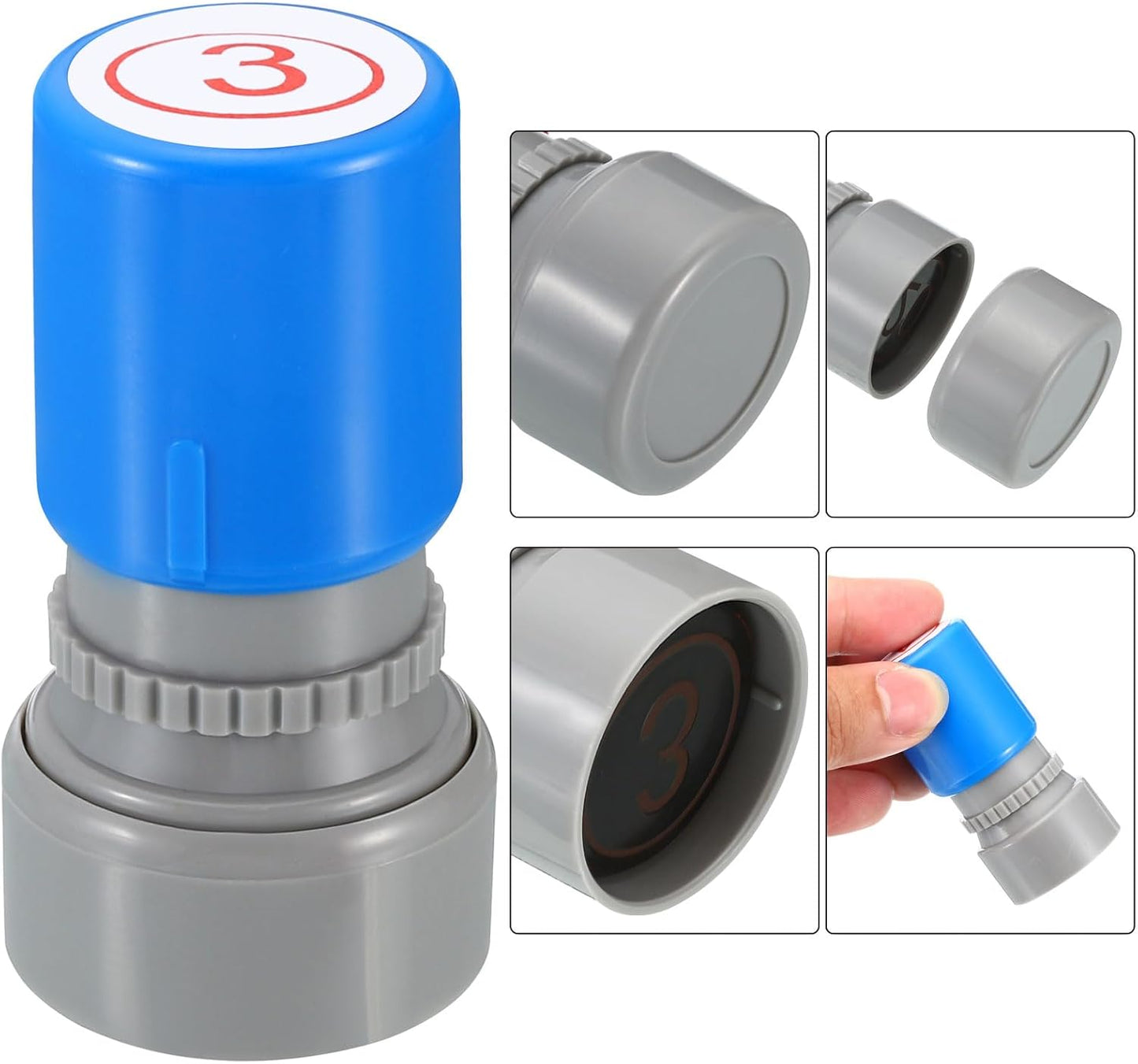 PATIKIL Number Stamps Self Inking, Numeral 3 Number Stamp Teacher Stamp Initial Stamp Ink Stamp for Class Notebook Scrapbooking DIY Craft Style 2, Red Ink