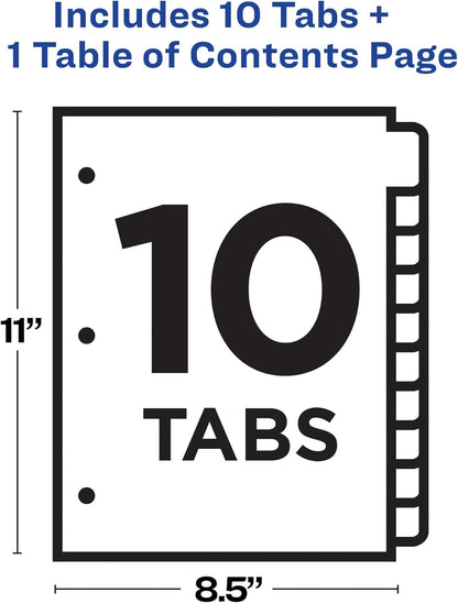 Avery Heavy-Duty View 3 Ring Binder with 3 Inch Rings, 10 Tab Customizable Table of Contents Binder Dividers, Office Supplies Set (01678)