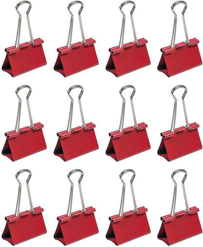 JAM PAPER Colorful Binder Clips - Large - 1 1/2 Inch (41 mm) - Red Binderclips - 12/Pack