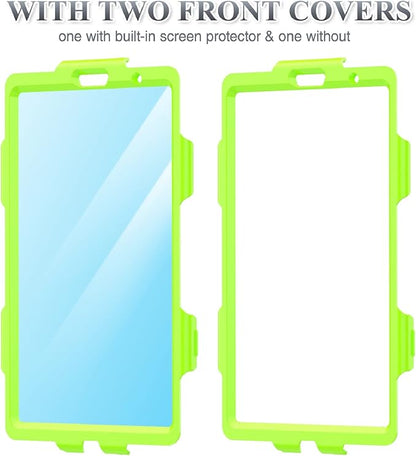 SEYMAC stock Case for iPad 9th/ 8th/ 7th Generation 10.2'', Shockproof with Screen Protector, Pencil Holder [360° Rotating Hand Strap] & Stand, for iPad 10.2 inch 2021-2019 (Green+Black)
