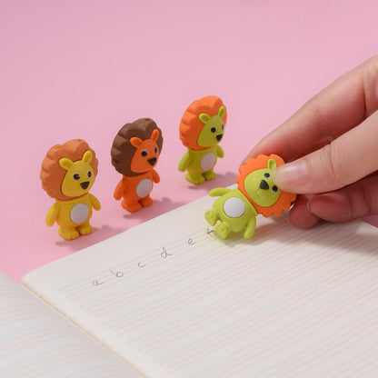 12 Pack Lion Erasers for Kids, 3D Animal Erasers for Boys and Girls, Fun Take Apart Erasers for School Supplies Prize Gifts Party Favors