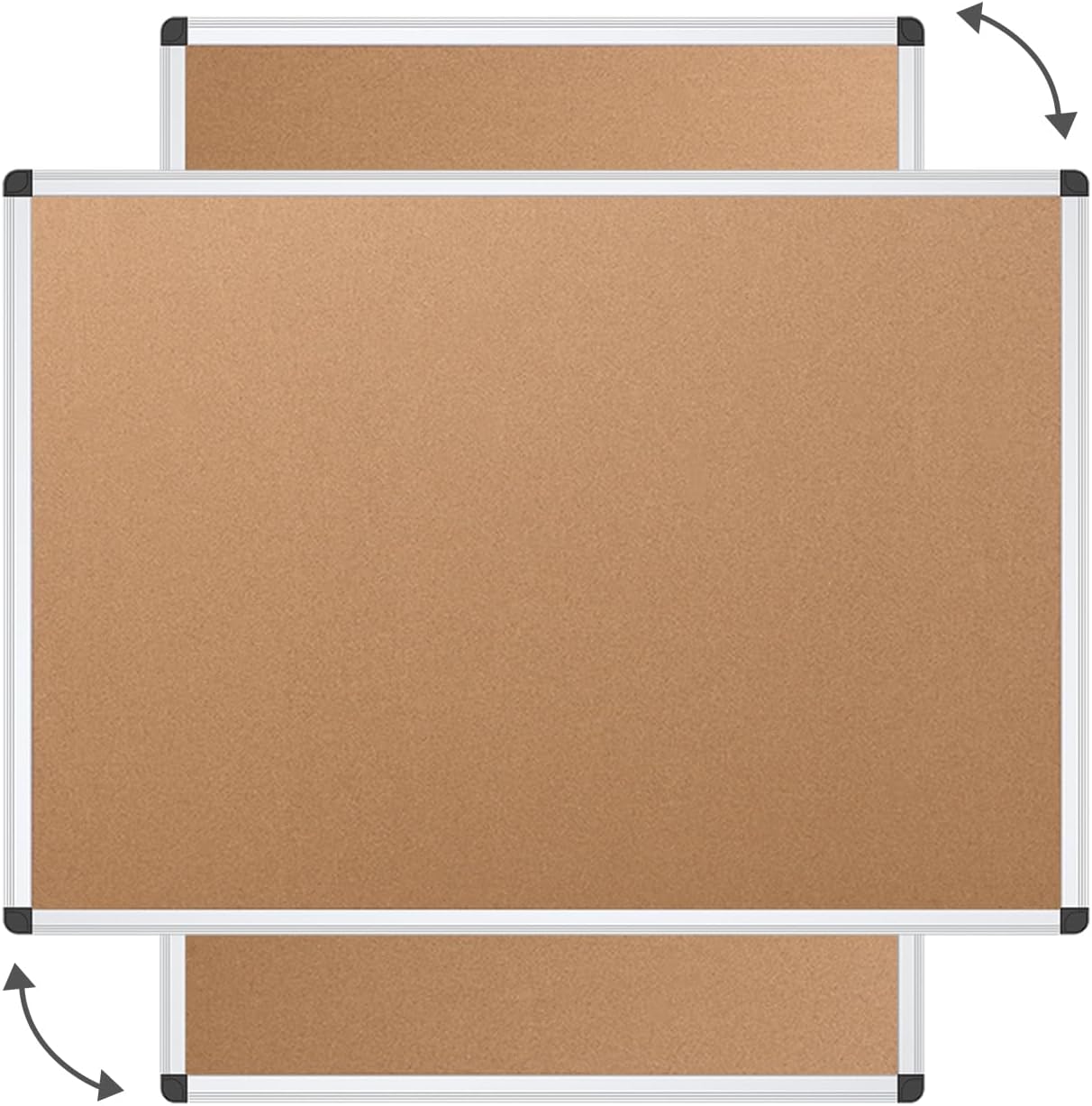 VIZ-PRO Large Cork Bulletin Board, 60 X 48 Inches, Wall-Mounted Corkboard with Silver Aluminium Frame for School, Office, and Home 5' X 4'