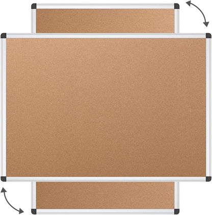 VIZ-PRO Cork Notice Board Bulletin Board, 96 X 48 Inches, Pack of 2, Silver Aluminium Frame