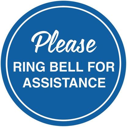 Signs ByLITA Circle Please Ring Bell For Assistance Wall or Door Sign | Easy Installation | Front Desk Reception Sign (Blue) - Medium (2 Pack)