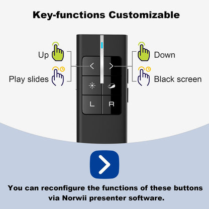 Norwii Wireless Presenter Remote for PowerPoint, Presentation Remote Control Clicker with Complete Air Mouse Function, Handheld Mouse Clicker for Mac, Computer, Laptop, Google Slides, N99