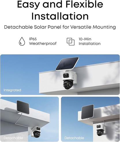 eufy Security eufyCam S4 2-Cam Kit, Solar Security Camera Wireless Outdoor, Triple Lens Bullet-PTZ Cam, 4K UHD, 360° Pan and Tilt, Auto Track, 8× Hybrid Zoom, Color Night Vision, Expandable Storage