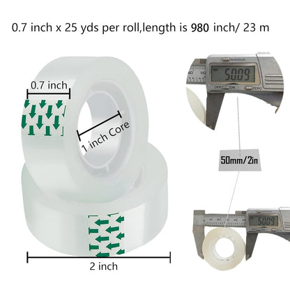 12 Rolls Transparent Tape Refills Rolls Each Rol 1 inch Corel 3/4 x 980 Inches,for School,Office, Home.