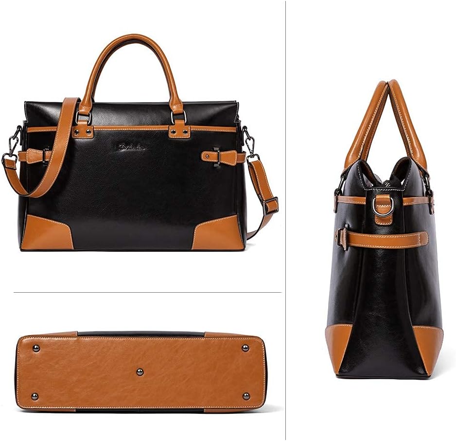BOSTANTEN Briefcase for Women Leather Laptop Bag 15.6 inch Computer Messenger Office Business Work Tote