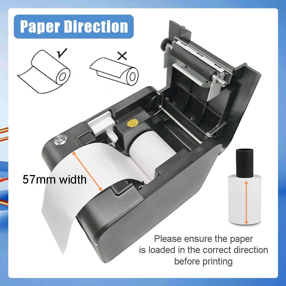 Auto-Cutter Ticket Printer Take a Number Dispenser 57mm Receipt Ticket Thermal Printer Can Edit Text via PC Show 3-Digits Waiting Number for Queue
