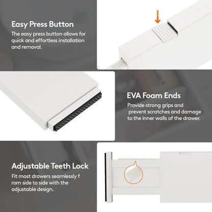 Lifewit 6 Pack Drawer Dividers 4" High, 11-17" Adjustable Drawer Organizers for Clothes, Expandable Dresser Separators in Bedroom/Bathroom/Kitchen/Fridge/Office Organization and Storage, Beige