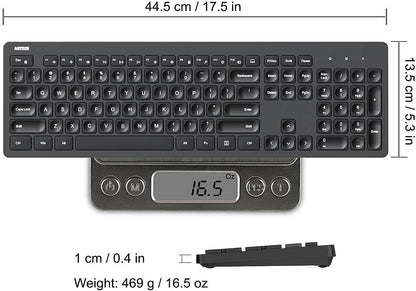 Arteck 2.4G Wireless Keyboard Ultra Slim Full Size Keyboard with Numeric Keypad and Media Hotkey for Computer/Desktop/PC/Laptop/Surface/Smart TV and Windows 11/10/ 8/7