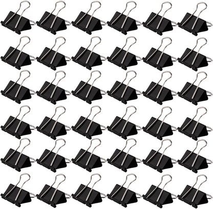 THREEBEGETSALLA 100pcs Binder Clips, 19mm Black Office Paper Clip, Foldback Clips Clamp Binder Clips for Office Home Supplies