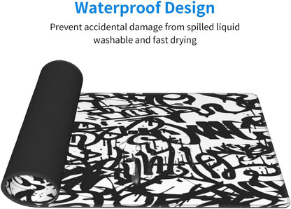 Graffiti Mouse Pad, Large Big Gaming Mouse Pad Desk Pad, Mousepad with Non-Slip Rubber Base, Extended XXL Mouse Mat for Computer Laptop Office Accessories