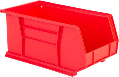 Hudson Exchange 15" x 8" x 7" (6 Pack) Plastic Stackable Storage Bin and Hanging Container, Red