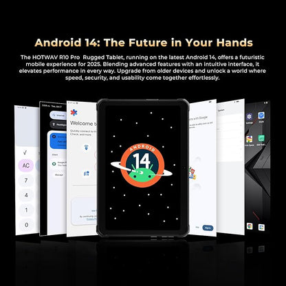 HOTWAV R10 Pro Rugged Tablet, 20GB + 256GB/TF 1TB Android 14 Tablet, 10.1inch HD+ Waterproof Tablets, 10800mAh Battery, 13MP Camera, Octa-Core/Dual SIM 4G/WLAN 5/IP68&IP69K/Face ID/GPS/OTG