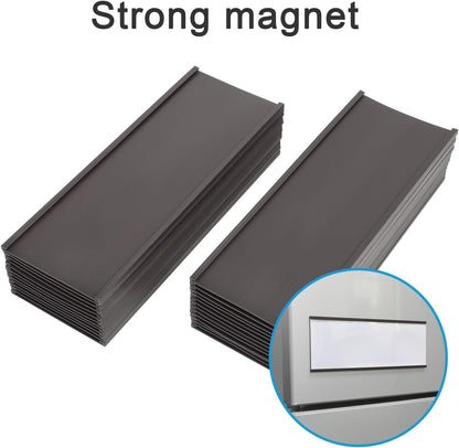 Eeoyu Magnetic Label Holders with Magnets Magnetic Data Card Holders with Clear Plastic Protectors for Metal Shelf, Whiteboard, Set of 30 (3 x 8 Inch)