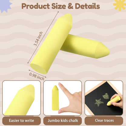 Fulmoon 40 Pcs Jumbo Sidewalk Chalk for Kids Outdoor Art Non Toxic Large Washable Street Chalk for Adults Drawing Painting Classroom(Yellow,Sharp Style)