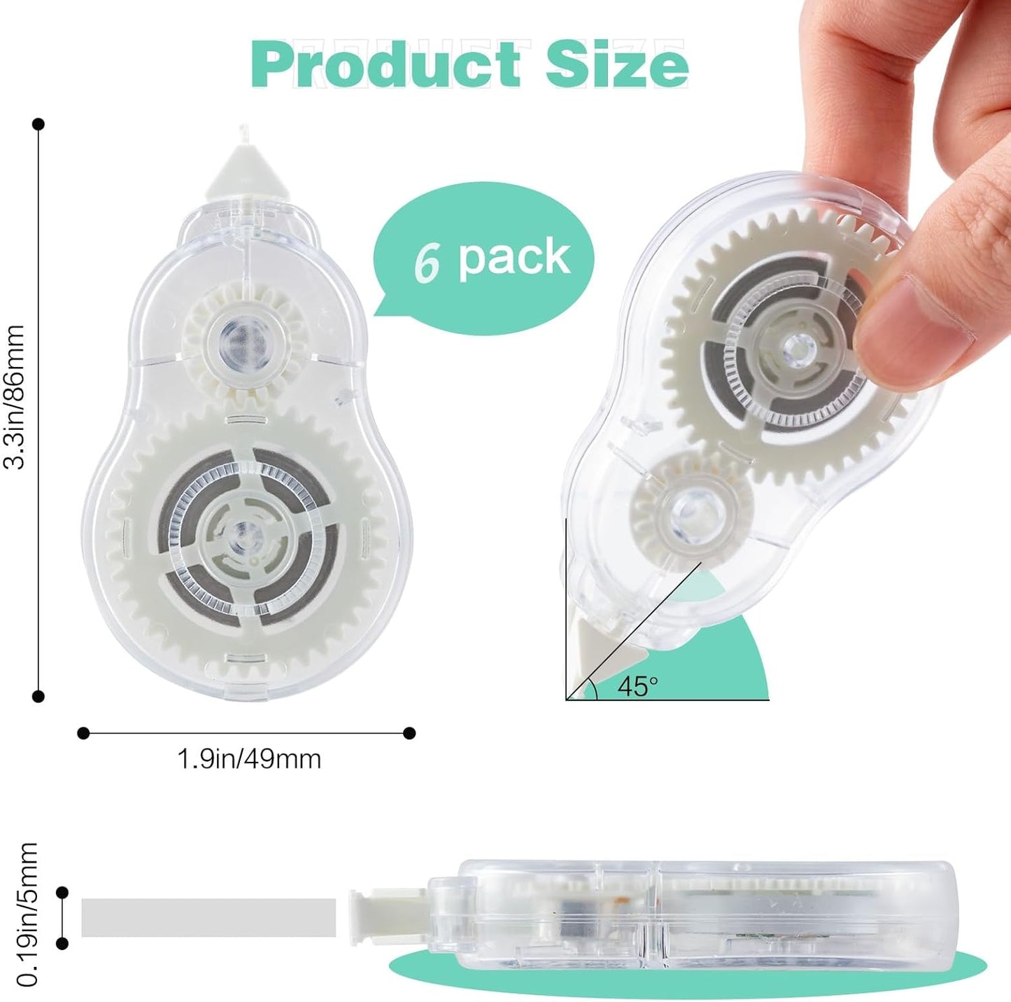 M&G 6 Pack Correction Tape Set, Total 72M/236FT Correction Tape Clear Writing with No Drying Time for Office School Supplies Student 1/5 Inch X 39.37 Ft/Pack