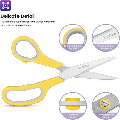 Scissors Bulk 60-Pack, Taotree 8" All Purpose Scissors, Soft Comfort-Grip Stainless Steel Sharp Shears for School Supplies Office Desk Home, Classroom Teacher Sewing Fabric Craft, Right/Left Handed