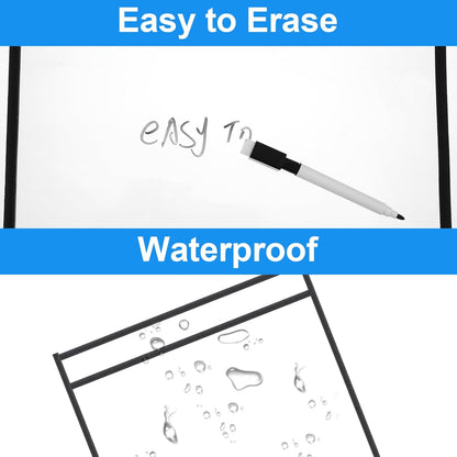 20 Pack Job Ticket Holders, 19 x 12 Inch Dry Erase Pockets Paper Sleeves Reusable Shop Ticket Protectors Writable and Erasable Document Cover for Work Orders Classroom Use