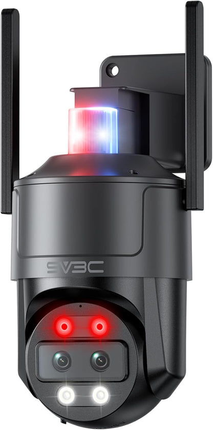 SV3C 4K Dual-Lens PTZ WiFi Outdoor Security Camera, Dual-Band Auto-Tracking ONVIF IP Dome, Color Night Vision, Human & Vehicle Detection, Waterproof, 24/7 Recording, Blueiris & Camhipro Compatible