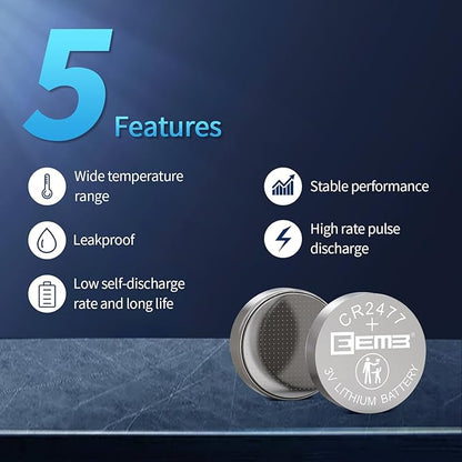 EEMB 5 Pack CR2477 Battery 3V Lithium Battery Button Coin Cell Batteries 2477 Batteries DL2477, ECR2477 for Electronic Candle, Light, Remote Control, Key Fob, Alarm, Contact Sensor, Smart Devices