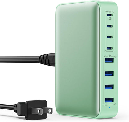 USB C Charger 200W USB C Charger Block GaN III 8-Port Fast Charging Station PD 65W Laptop Charger Adapter Compatible with MacBook Pro/Air,DELL,HP Surface,iPhone 15/14/13,Galaxy S23/22 (G)
