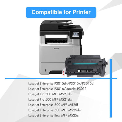 P3015 55A Black Toner Cartridge CE255A 2-Pack Compatible Replacement for HP 55A 55X CE255A CE255X for HP Laserjet P3015 P3015dn P3015x Pro 500 MFP M521dn M521dw M521 M525 Printer Ink