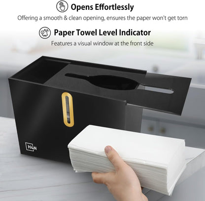 H4N Multifold Hand Paper Towel Dispenser Countertop, Compact Design, Single Sheet Dispensing for Home and Commercial Use, Black
