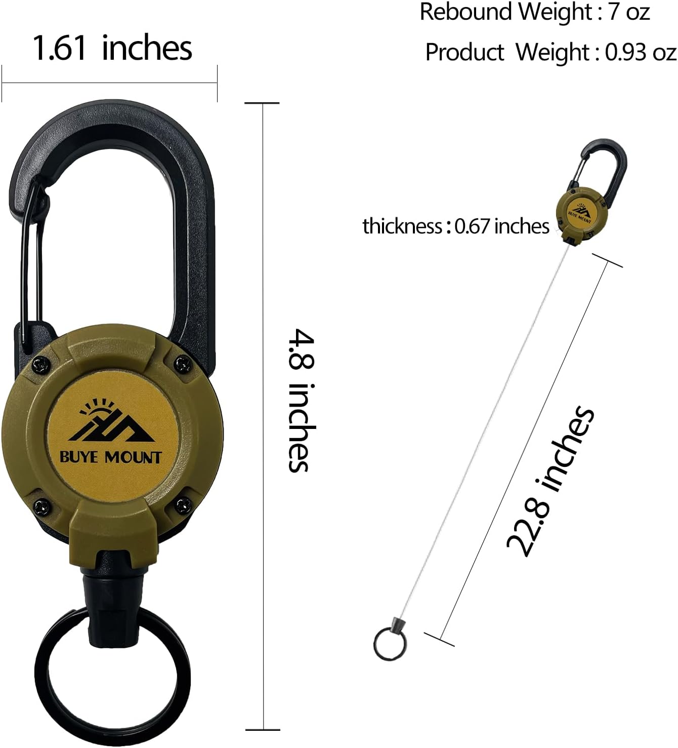 Retractable Keychain Heavy Duty, Multitool Carabiner Badge Holder, Retractable Keychain Clip Id Holder, Upgraded 58cm Stainless Steel Cord, Suitable for Men and Women Yellow