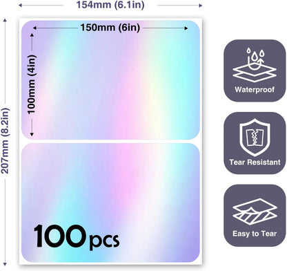 100Pcs Large Laser Labels for Storage Bins,6x4 Inch Removable Labels,Large Labels for Blank Box,Strong Adhesive Tear Resistant No Residue Blank Labels (Laser)