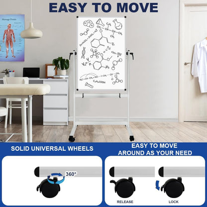 XBoard Whiteboard Mobile, 44x30inch Double Sided Magnetic Dry Erase Board on Wheels, Magnetic Portable Easel with Stand