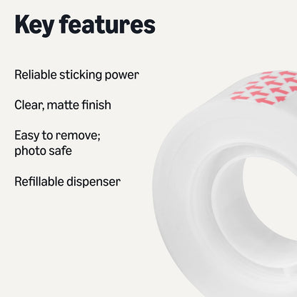 Amazon Basics Matte Finish Tape, Invisible Tape, 3/4" x 1000"(27.78 Yards), 24-Pack, Transparent