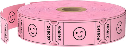 Methdic 1000 Smile Raffle Tickets Pink, Single Roll, Ticket for Events, Entry, Class Reward, Fundraiser & Prizes