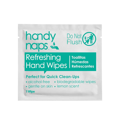 Handynaps Refreshing Hand Wipes, Alcohol-Free With Fresh Lemon Scent - Case of 1000 Individually Wrapped Wipes For Adults and Kids, Travel Essentials